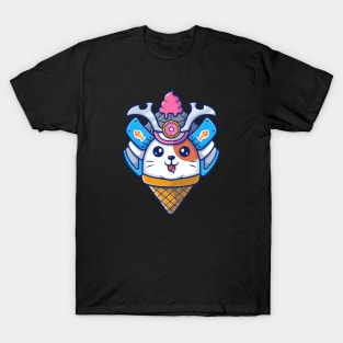 Cat samurai mascot cartoon T-Shirt